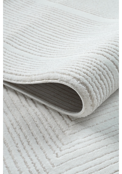 Mariesse Home Zen Koleksiyonu - Bambu Tarz Modern Sık Dokuma Halı Salon Oturma Odası Halısı 0590a Beyaz