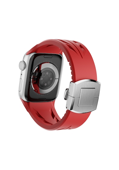 Apple Uyumlu  Watch 10 Serisi 46mm Kordon Metal Tokalı Silikon Tour Kilim Dizayn Strap 127