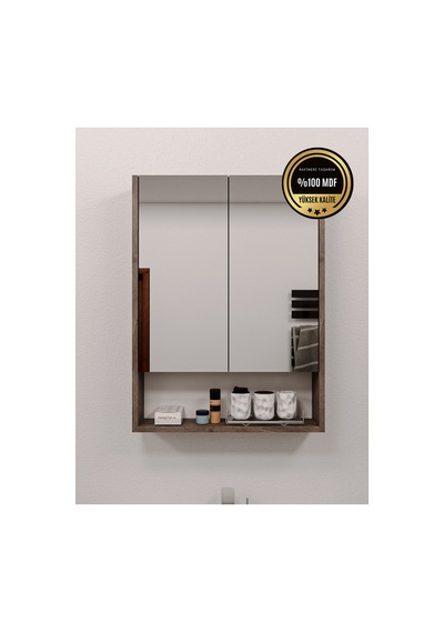 Lotus Banyo Dolabı Aynalı Raflı Kapaklı Gri Lotus Banyo Dolabı Aynalı Raflı Kapaklı Gri