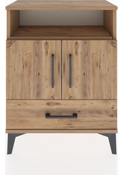 Arges Komodin 2 Raflı 2 Kapaklı 60x30x80 Çam-çam Çam