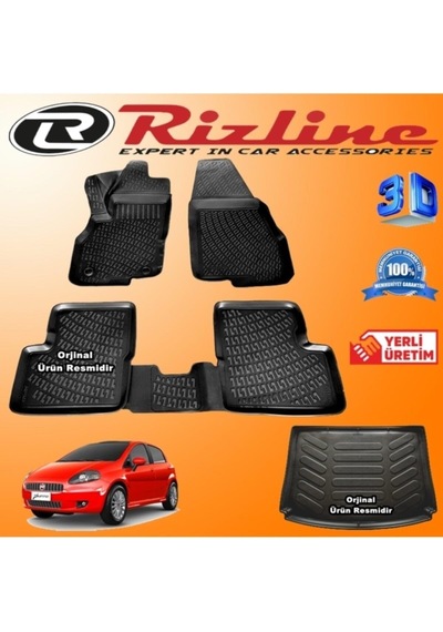 Fiat Grande Punto 3d Paspas + 3d Bagaj Havuzu 2006-2019 İle Uyumlu Arası Siyah Set