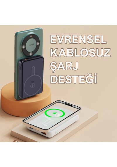 Bix PB109 10000 Mah Type-c Usb-a 22.5w Kablosuz Powerbank Beyaz