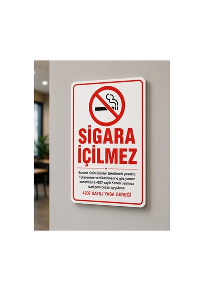 4 Mm Foreks'li Sigara İçilmez Uyarı İkaz Levhası A4 Sticker Folyo Baskı