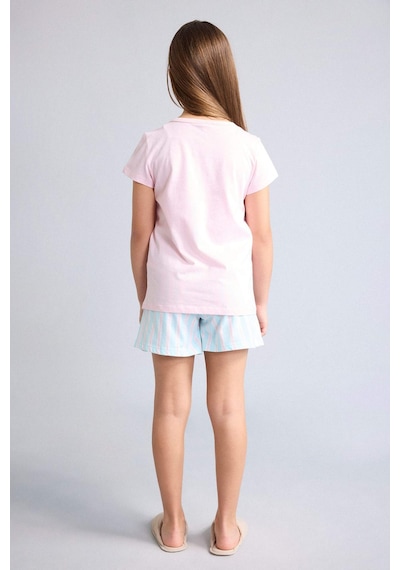 Defacto Dısney Lılo & Stıtch Relax Fıt Şort Tişört 2li Pijama Takımı Kız Çocuk H8491a826smpn645 Pembe-pn645
