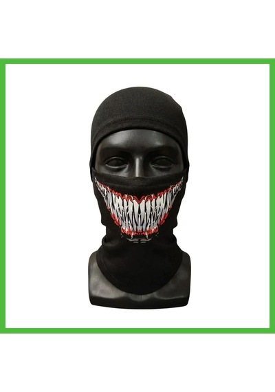 Vaveni Unisex Tam Yüz Balaklava Diş Desenli Kışlık Maske Nefes Alan Esnek Kask Altı Boyunluk Yumuşak Viskoz Arz Siyah