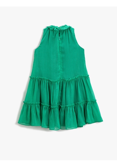 Koton Midi Elbise Halter Yaka Yeşil Desenli 2skg80110aw