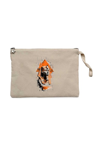 Modern Firavun Kolaj Krem Clutch Astarlı Cüzdan / El Çantası