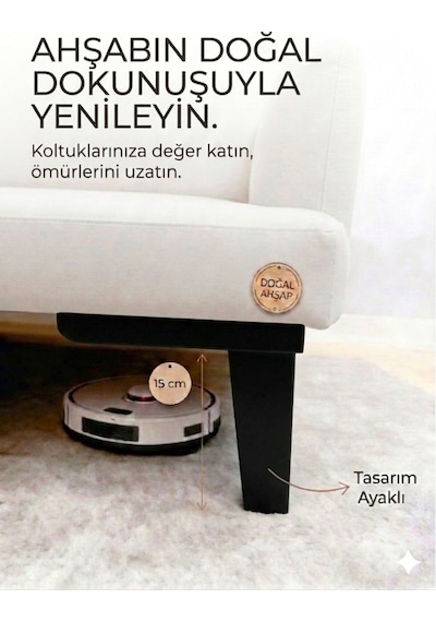 1. Sınıf Gürgen Ağacı Siyah Mobilya Kanepe Koltuk Tv Ünitesi Mobilya Ayakları 5 Li Küt Set Köşe Ayak Ve Destek Ayağı 15 Cm Robot Süpürge Uyumlu