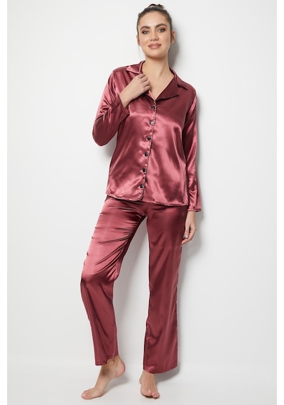 Doremi Miorre Uzun Kol Bayan Pijama Takım Saten
