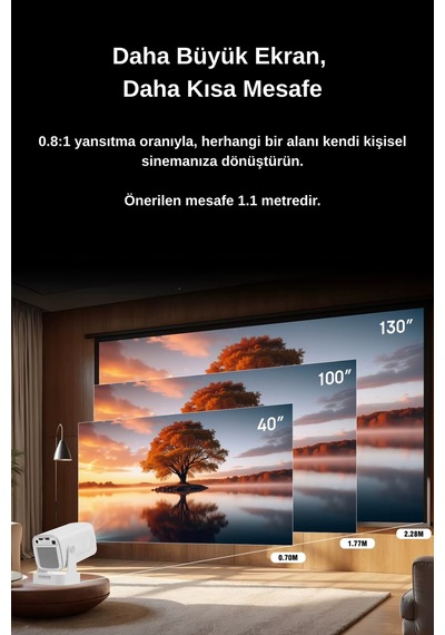 Wearfitpro Hy260 Pro 1080p Ultra 4k Kısa Mesafeli Projeksiyon Cihazı Android Wifi Otomatik Odaklı Projektör