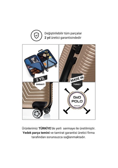 G&d Polo Suitcase Abs Orta Ve Büyük Boy Gold 2'li Valiz Seti 600.06-b Altın