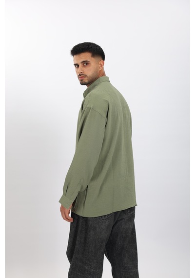 Mcz Giyim Haki Renk Aerobin Kumaş Oversize Erkek Gömlek
