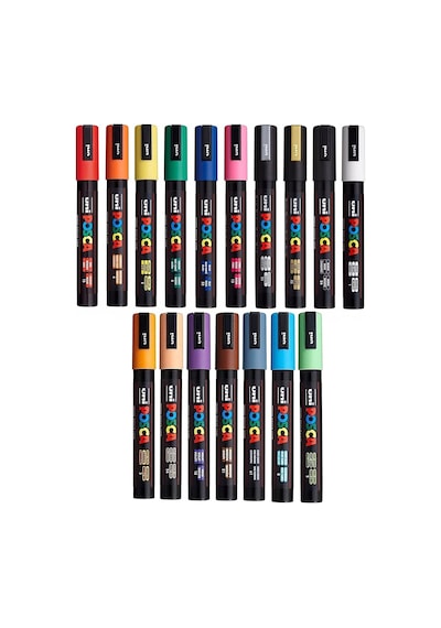 Uni Pc-5 M - 17 Set - Su Bazlı Pigment Mürekkep İşaretleyici, Uç 2,5 Mm Diğer