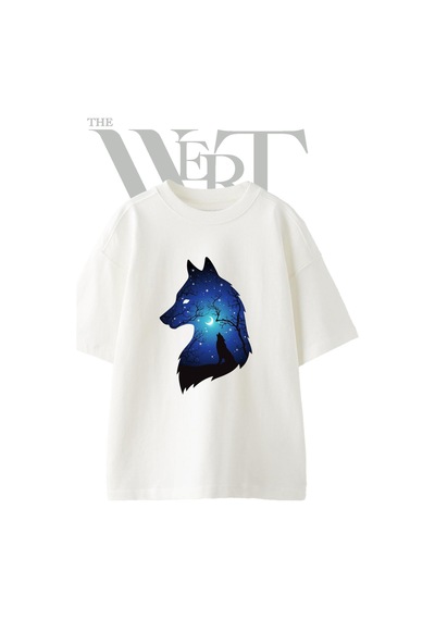 Thewert Kurt Ay Tasarım Baskılı Ünisex Beyaz Oversize T-shirt