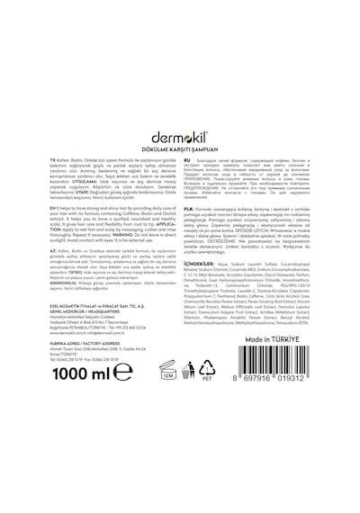 Dermokil Biotin & Caffeine Dökülme Karşıtı Şampuan 1 Litre X 2 Adet Tüm Saç Tipleri