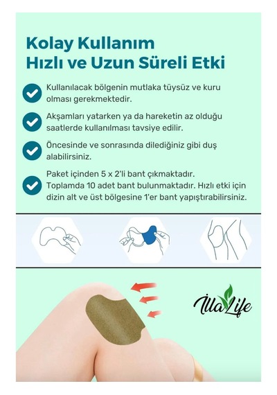 Dermo Relax Illa Life Hızlı Etkili Yeni Dermo Relax Diz Bandı 10'lu