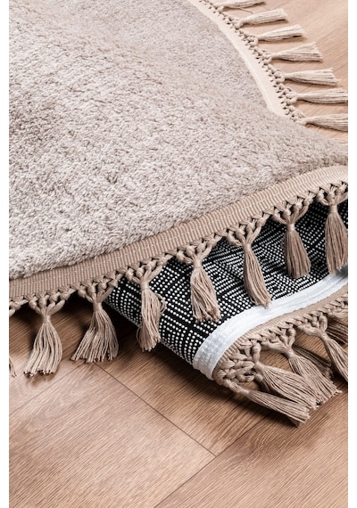 Vl Yuvarlak Comfort Ponpon Saçaklı Peluş Post Halı Kahverengi Halı Yuvarlak Kahve P.saçak