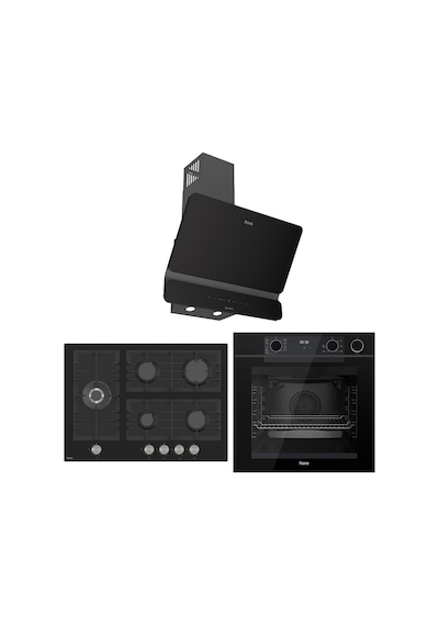 Ferre New Fryart - Steamart Bl Serisi Ultra Sessiz Siyah  QEP64CS-BL135-D080-SA Ankastre Set