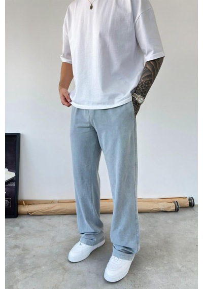 Açık Gri Basic Yıkamalı Baggy Eşofman