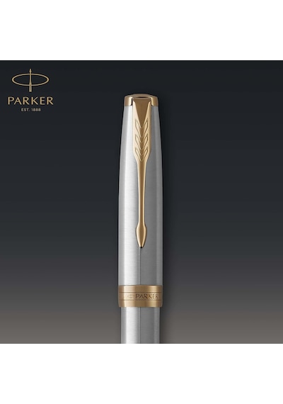 Parker Sonnet Paslanmaz Çelik Altın Tasarımlı Dolma Kalem, Orta K Diğer