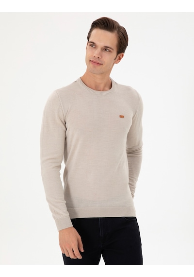 U.S. Polo Assn. Erkek Slim Fit Bisiklet Yaka Taş Melanj Kazak 50297040-VR225