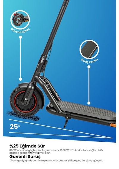 Electroll N65 Elektrikli Scooter 1200 Watt Yenilikçi Teknoloji, Zarif Tasarım, Üstün Konfor, Güvenli Sürüş Siyah