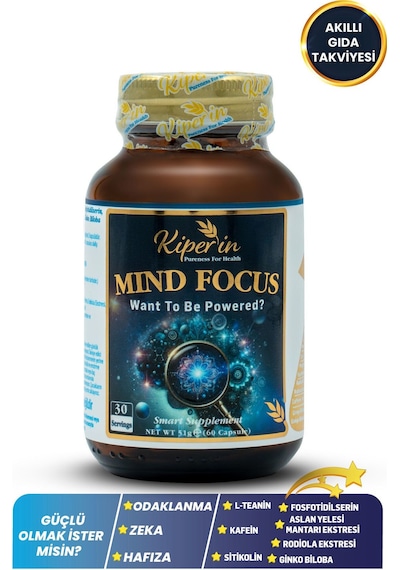 Kiper'in Mind Focus Akıllı Gıda Takviyesi 1440 MG 30 Kapsül