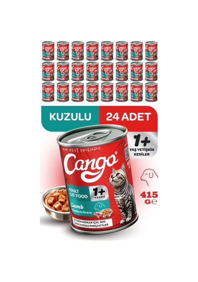 Cango Yetişkin Yaş Kedi Maması Kuzu Etli 415gr 24lü