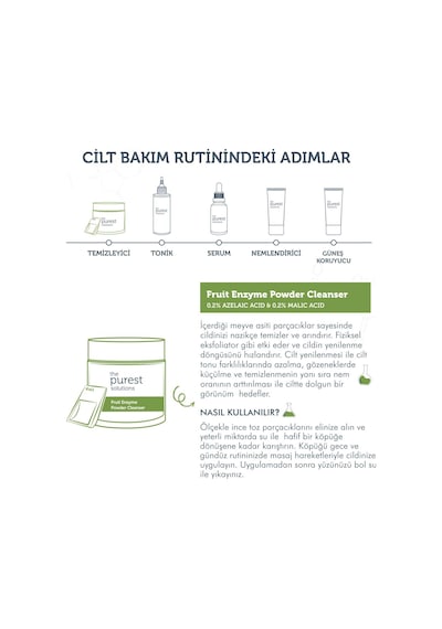 The Purest Solutions Fruit Enzyme Powder Cleanser Meyve Asitleri İçeren Toz Temizleyici 55 G
