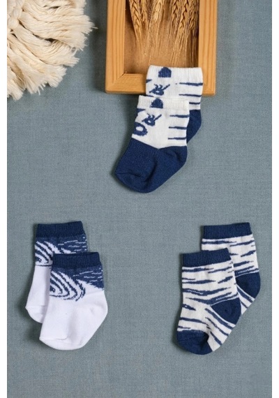 Cocole Socks Erkek Çocuk Soket Çorabı 3 Lü Set Pamuklu Soyut Figür Desenli Çok Renkli