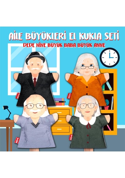 4 Parça Tox Aile Büyükleri El Kukla Set Eğitici Oyuncak