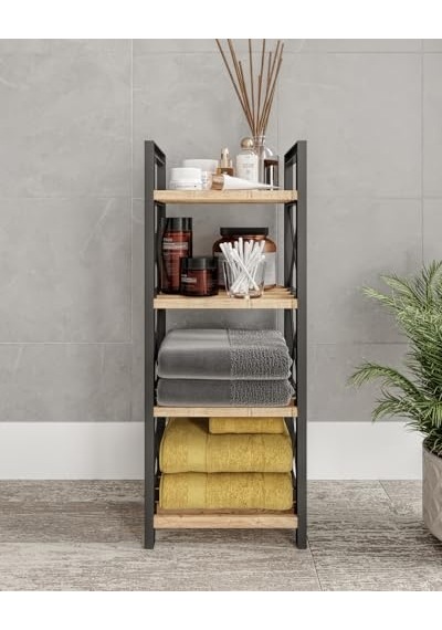 Dekoratif Banyo Rafı Organizer Retro Tasarımlı Çok Amaçlı Düzenleyici Raf, Ahşap Çam Raflı, Dayanıklı Pl Diğer
