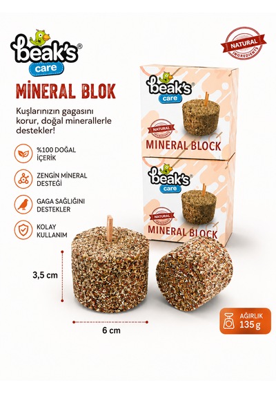 Beak's Kutulu Mineral Ve Kalsiyum Blok, Dev Boyutlu 135g 2 Adet