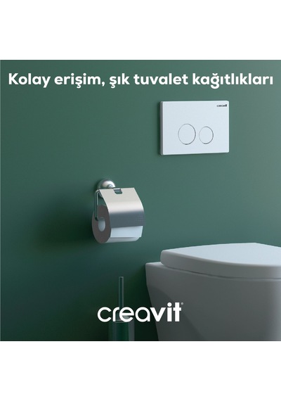 Creavit DR27015 Drop Geniş Kapaklı Kağıtlık Krom