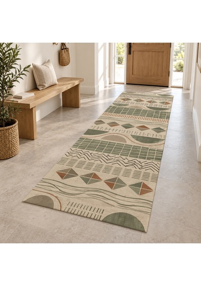 Kartela Halı Adaçayı Kareleri Adaçayı Bakır Koridor Mutfak Yolluk Halısı Kaymaz Taban 80x240 Cm