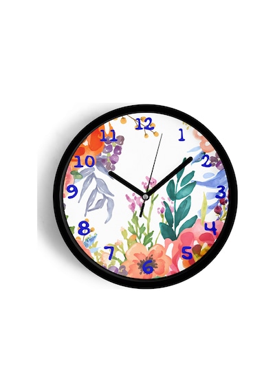 Soyut Çiçek Modern Duvar Saati - 30cm - Önü Camlı Siyah Kasa - Sessiz Mekanizma-jh0869 Siyah