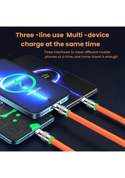 Fonken 3 In 1 6A Usb Hızlı Şarj Kablosu Mikro Usb/tip-c/ios Şarj Kablosu Huawei Samsung Xiaomi İçin Sarı