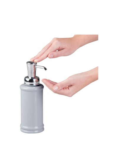 Buççin Online Mağaza Porselen Sıvı Sabunluk Gri 7x7x20cm 355ml Porselen Mavi Çok Renkli