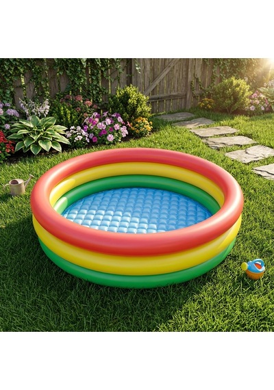 Şişme Tabanlı 3 Halkalı Renkli Şişme Çocuk Havuzu 168 Cm X 46 Cm 51505 Çok Renkli