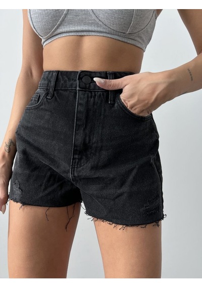 HerTon Yüksek Bel Kot Şort Denim