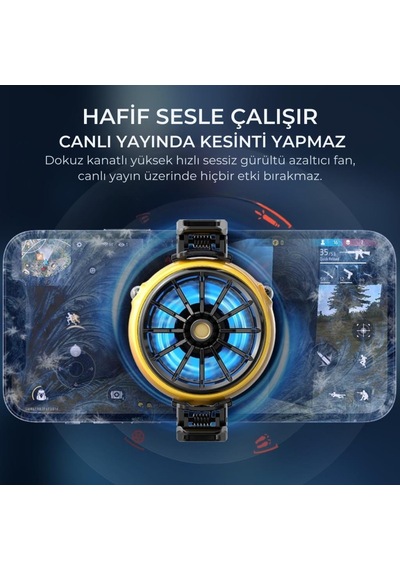 Coofbe 5500 Rpm Turbo Fan Işıklı Klipsli Buz Etkili Telefon Soğutucu Radyatör Tüm Telefonlara Uyumlu