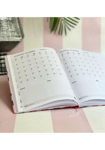 Çilek Temalı Planner Kartın Kapak Defter Pembe