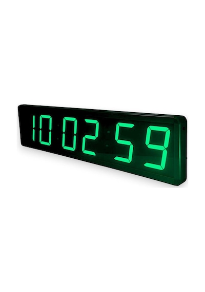 Sanec Wifi Senkronize Saniyeli Dijital Led Duvar Ve Masa Saat Derece Otomatik İnternet Saat Ayarlı, Yeşil Led, 15x50 Cm Yeşil