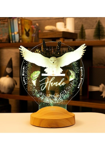 Harry Potter Hediyesi Hogwarts Hedwig 3d Led Lamba, Hediye Baykuş Gece Lambası