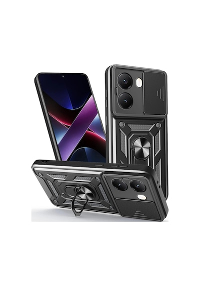 Xiaomi Poco X7 Pro Kılıf Magnetik Standlı Kamera Korumalı Zore Sürgülü Vega Kapak