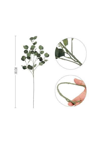 Yapay Çiçek Yeşil Okaliptus Tek Dal Kumaş Yapraklı Uzun Dal 80cm Eucalyptus