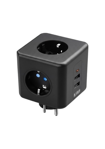 Akım Ve Voltaj Korumalı Küp Priz 3 Usb Destekli 0
