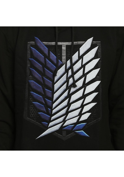 Bant Giyim - Attack On Titan Siyah Kapşonlu Erkek Sweatshirt Siyah