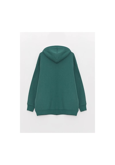 LC Waikiki Baskılı Uzun Kollu Oversize Kadın Hoodie Yeşil