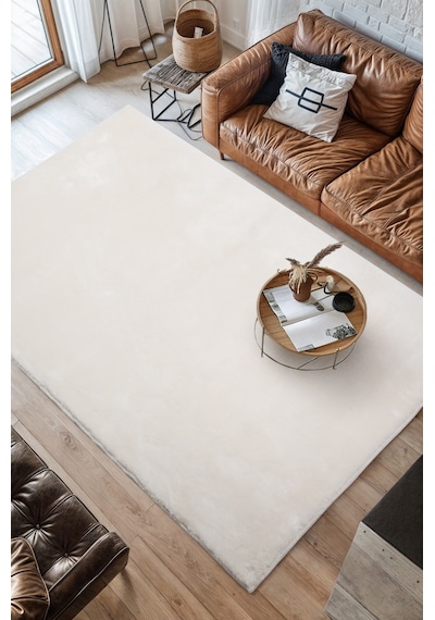 Neva Peluş Halı Kaymaz Tabanlı Makinede Yıkanabilir Ultra Yumuşak Modern Halı Nva01 Beyaz